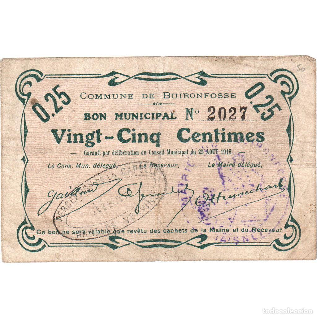 Billetes extranjeros: [#1515400] Francia, 25 Centimes, 1915-08-25, BC, Pirot:02-1309