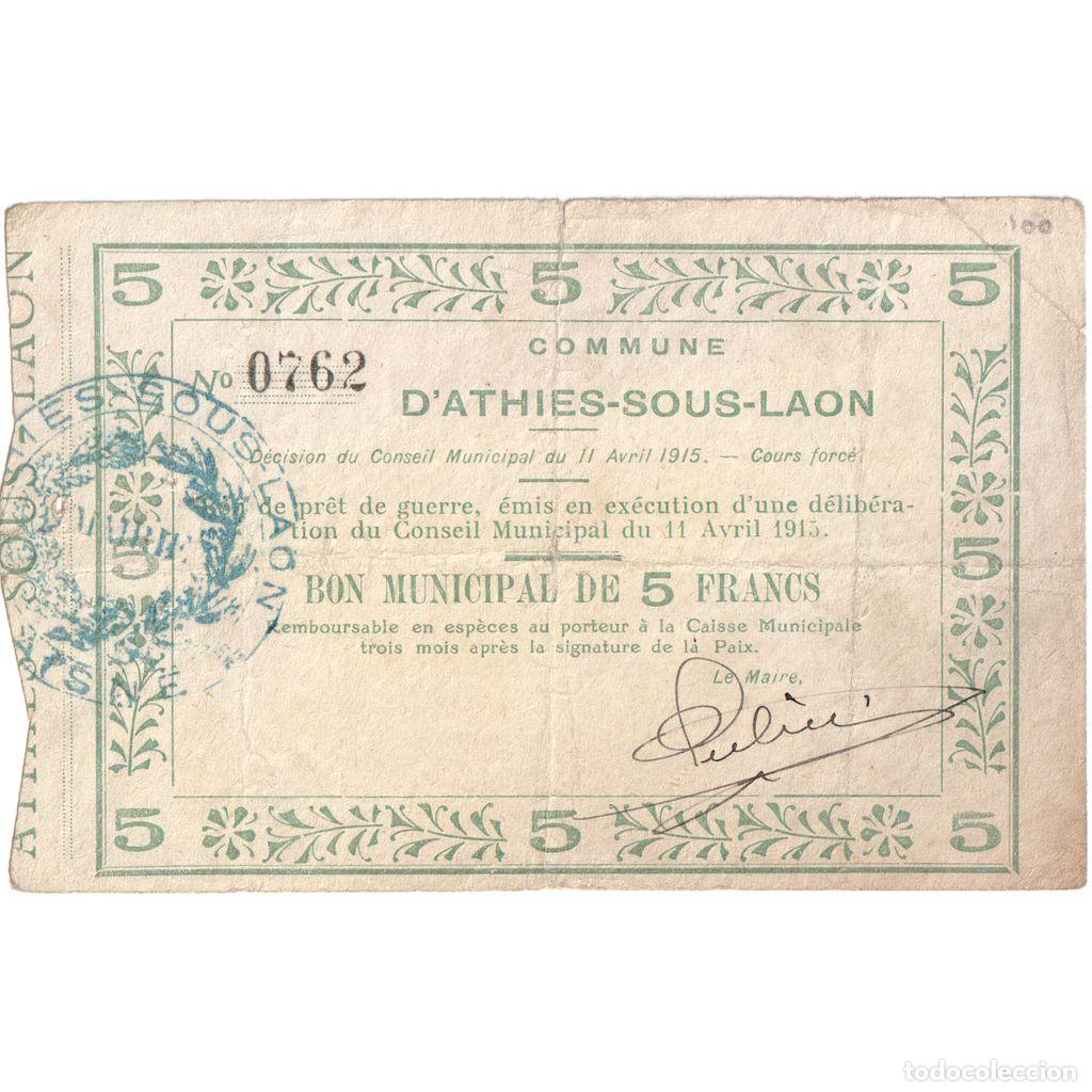 Billetes extranjeros: [#1515401] Francia, 5 Francs, 1915-04-11, 0762, BC, Pirot:02-1309