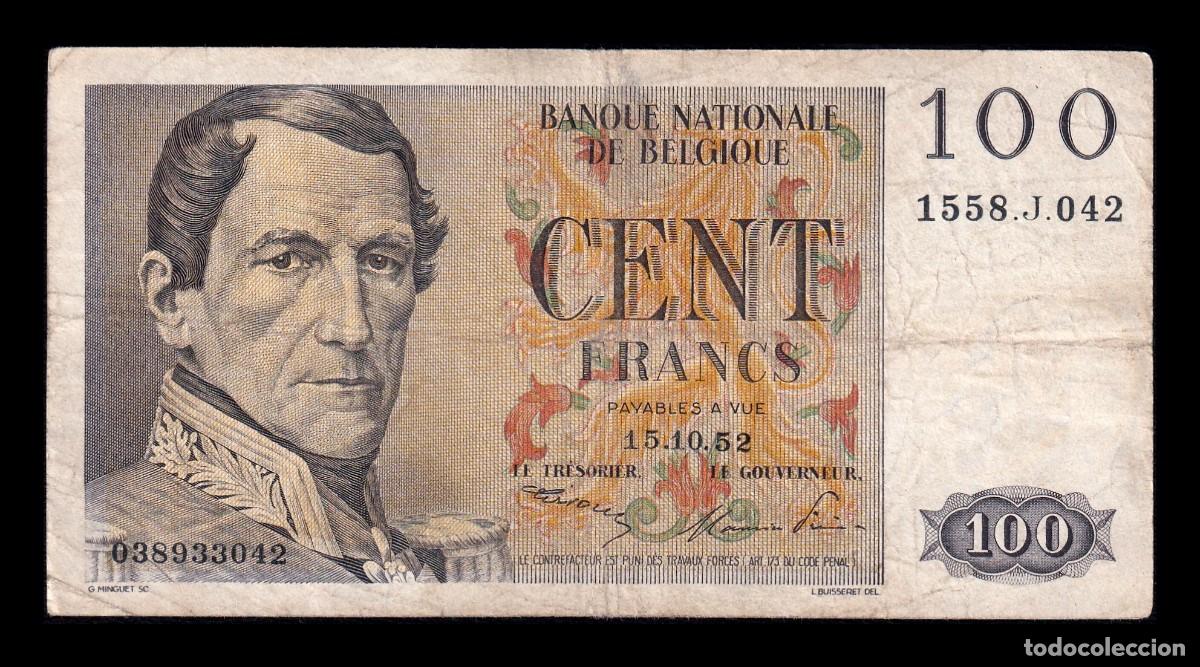 Billetes extranjeros: B&eacute;lgica 100 Francos Leopoldo I 1952 Pick 129a Bc/Mbc F/Vf