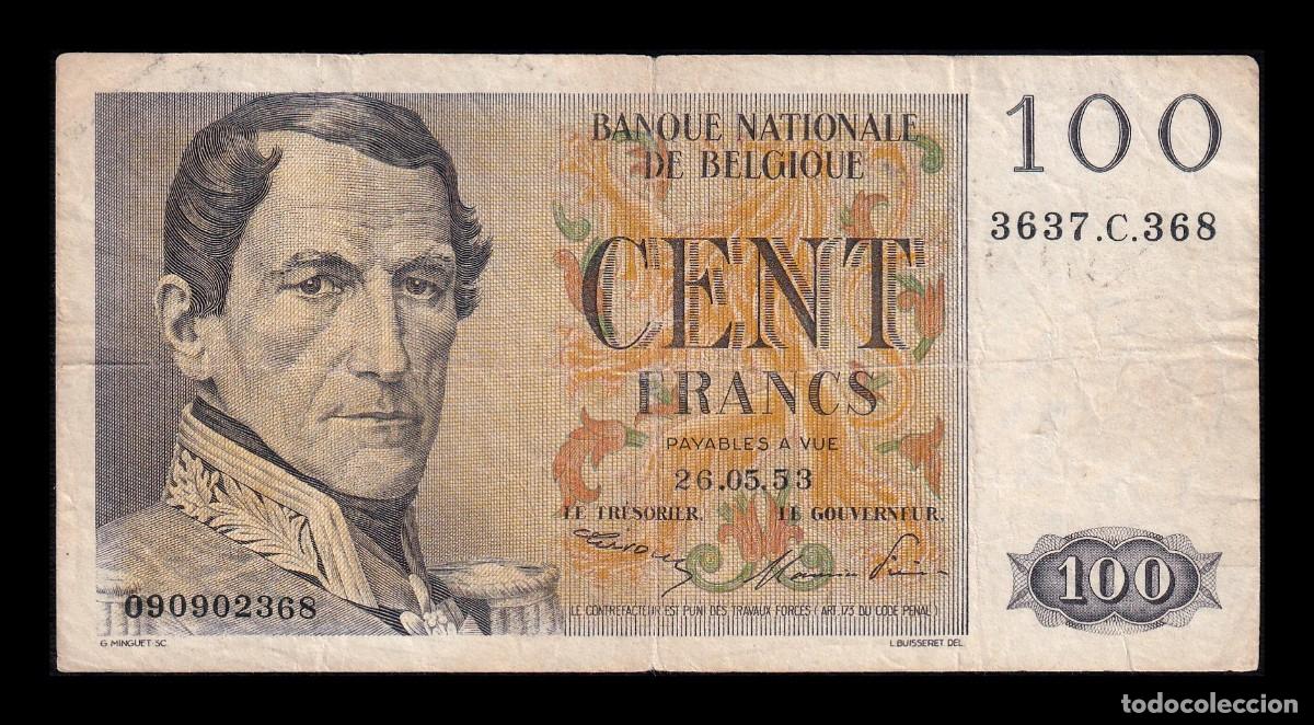 Billetes extranjeros: B&eacute;lgica 100 Francos Leopoldo I 1953 Pick 129a Bc/Mbc F/Vf