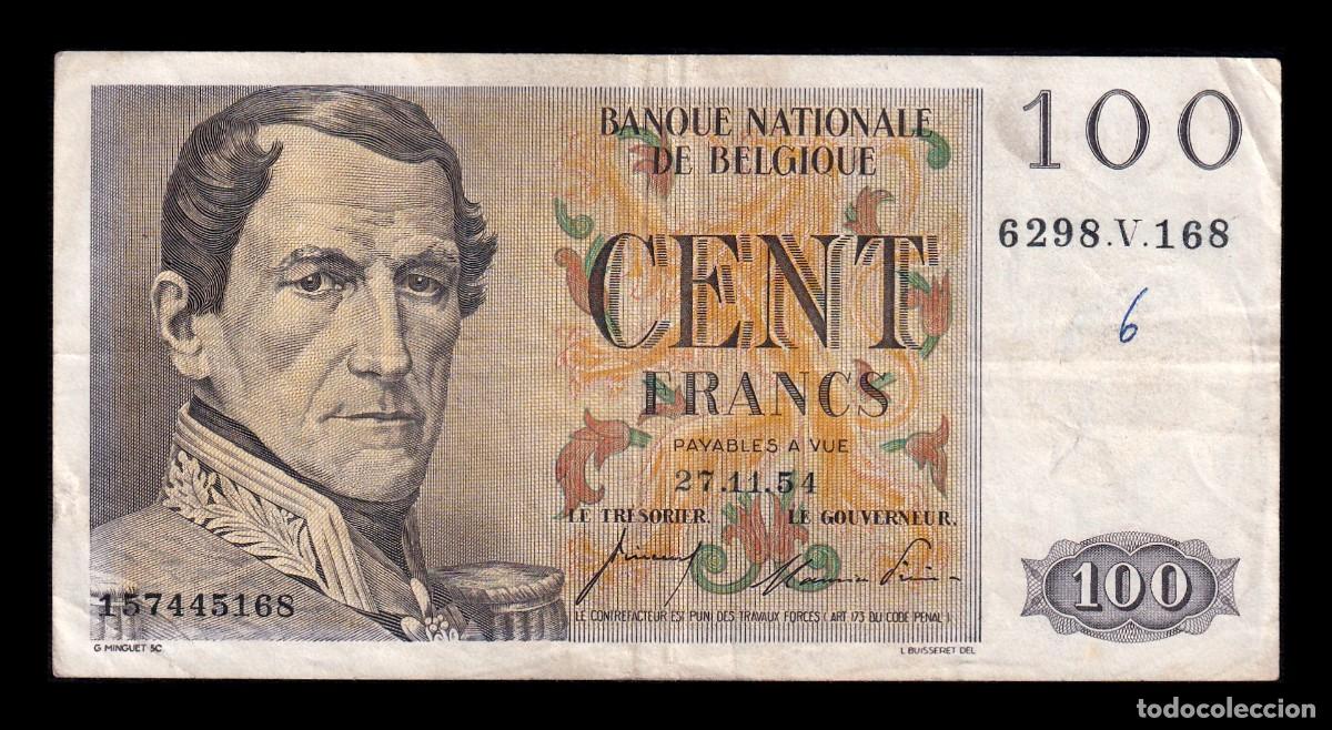 Billetes extranjeros: B&eacute;lgica 100 Francos Leopoldo I 1954 Pick 129b Bc/Mbc F/Vf