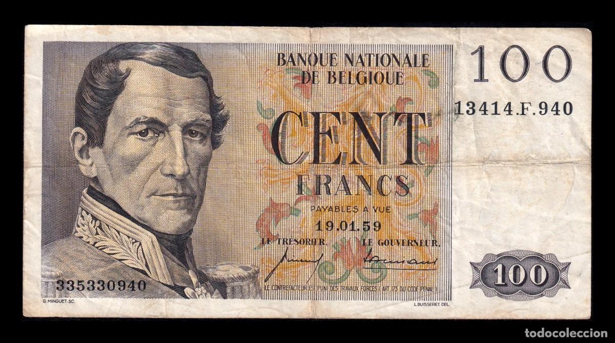 Billetes extranjeros: B&eacute;lgica 100 Francos Leopoldo I 1959 Pick 129c Bc/Mbc F/Vf