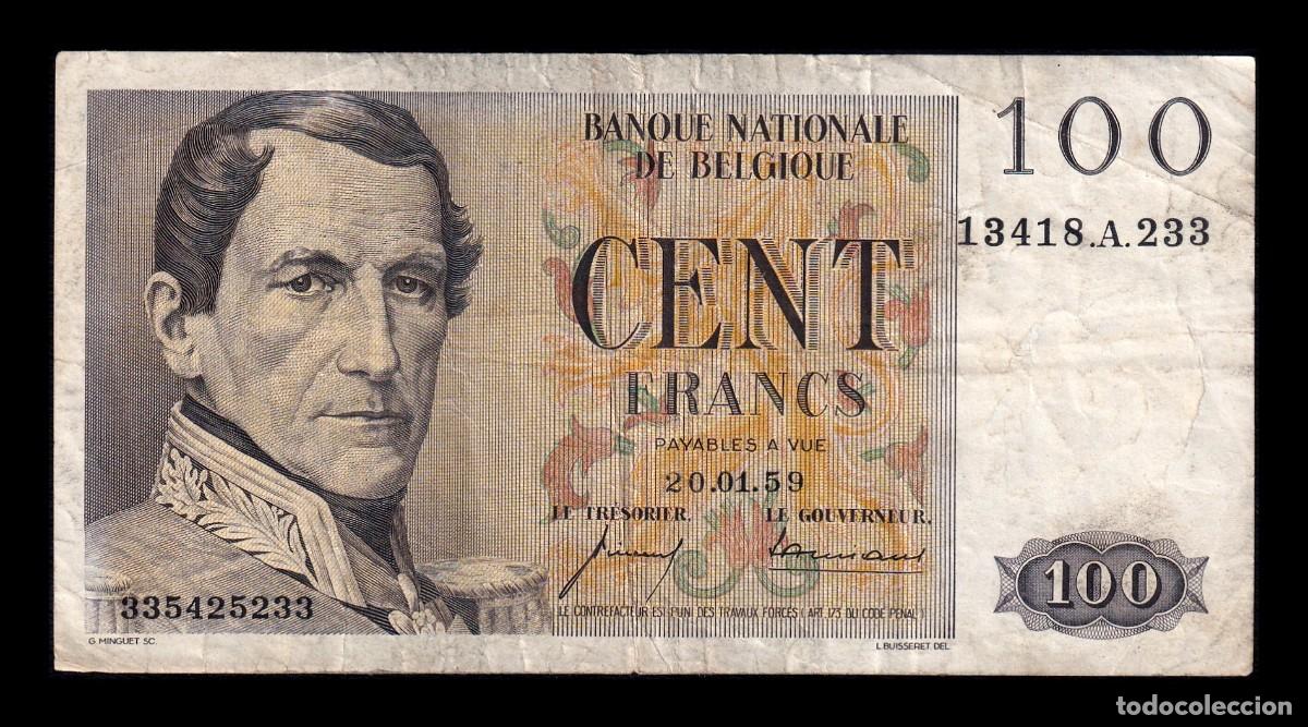 Billetes extranjeros: B&eacute;lgica 100 Francos Leopoldo I 1959 Pick 129c Bc/Mbc F/Vf