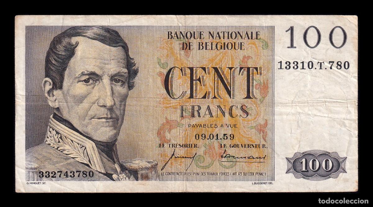 Billetes extranjeros: B&eacute;lgica 100 Francos Leopoldo I 1959 Pick 129c Bc/Mbc F/Vf