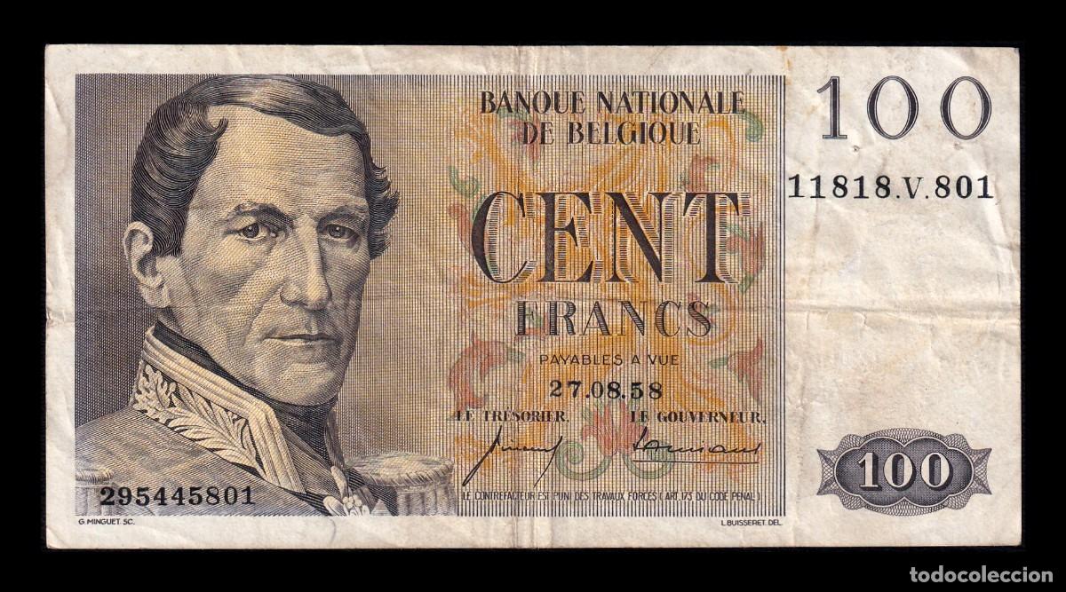 Billetes extranjeros: B&eacute;lgica 100 Francos Leopoldo I 1958 Pick 129c Bc/Mbc F/Vf