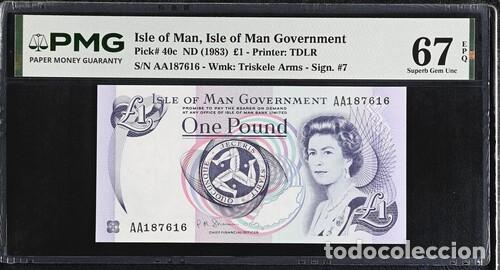 Billetes extranjeros: ISLA DE MAN * BILLETE 1 POUND 1983 * PMG-67 EPQ (IC-1882)