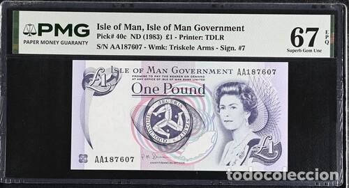 Billetes extranjeros: ISLA DE MAN * BILLETE 1 POUND 1983 * PMG-67 EPQ (IC-1883)