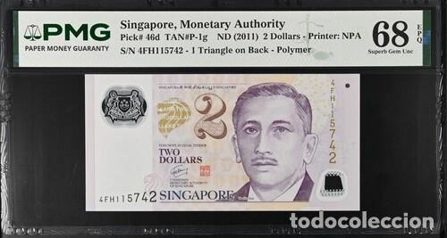 Billetes extranjeros: SINGAPUR * BILLETE 2 DOLLARS 2011 * PMG-68 EPQ (IC-1892)