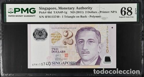 Billetes extranjeros: SINGAPUR * BILLETE 2 DOLLARS 2011 * PMG-68 EPQ (IC-1894)