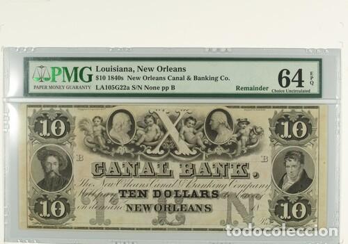 Billetes extranjeros: ESTADOS UNIDOS * BILLETE 10 DOLLARS 1840 LOUISIANA * PMG-64 EPQ (IC-1901)