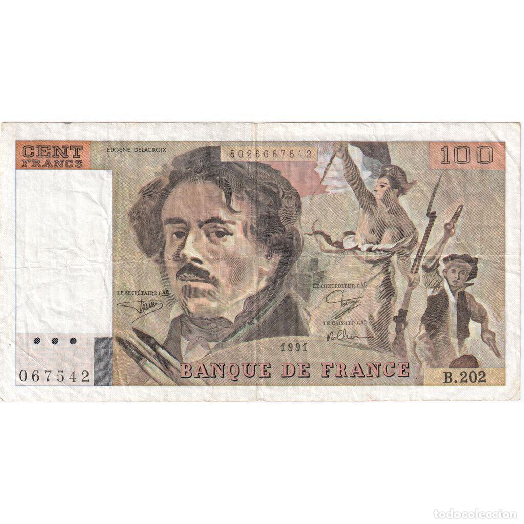Billetes extranjeros: [#1515468] Francia, 100 Francs, Delacroix, 1991, B202, BC