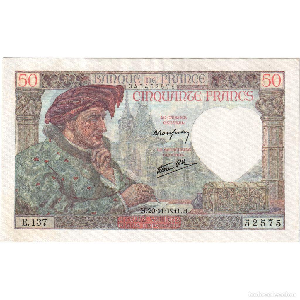 Billetes extranjeros: [#337001] Francia, 50 Francs, Jacques Coeur, 1941-11-20, E.137, MBC