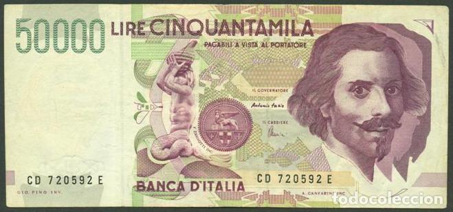 Billetes extranjeros: ITALIA. 50000 lire 1992. Pick 116c. Ver firmas.