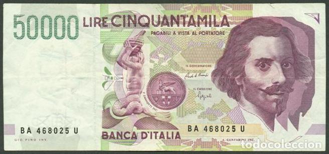 Billetes extranjeros: ITALIA. 50000 lire 1992. Pick 116a. Ver firmas.