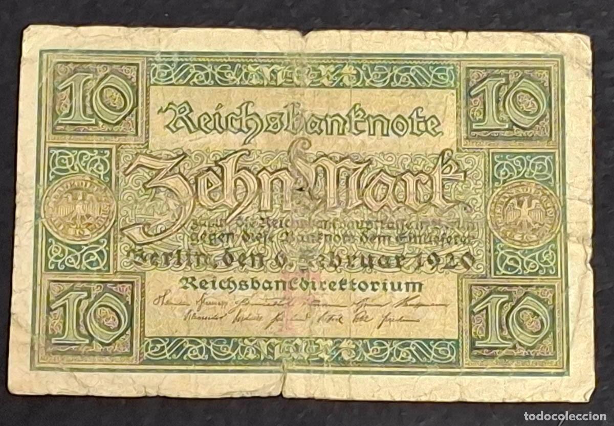 Billetes extranjeros: 10 Marcos (Reichsbanknote) emitido en Alemania el 6 de febrero de 1920