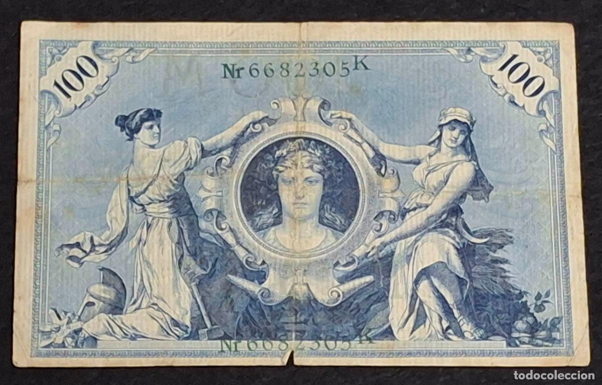 Billetes extranjeros: 100 Marcos alemanes emitido por el Reichsbank el 7 de febrero de 1908