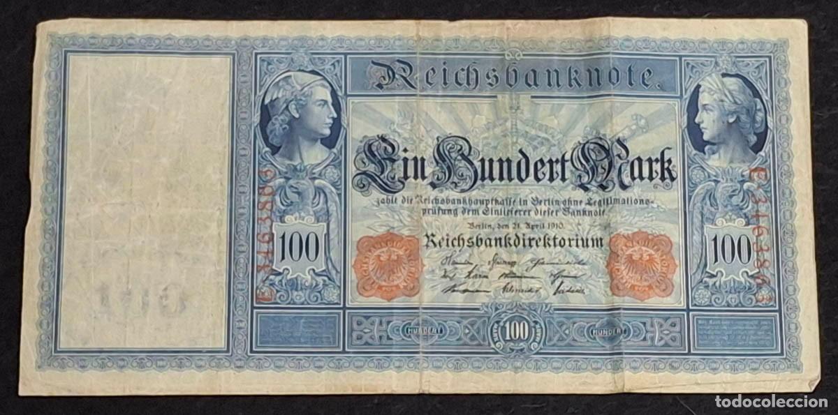 Billetes extranjeros: 100 Marcos alemanes (Reichsbanknote) emitido por el Imperio Alem&aacute;n en Berl&iacute;n en 1910