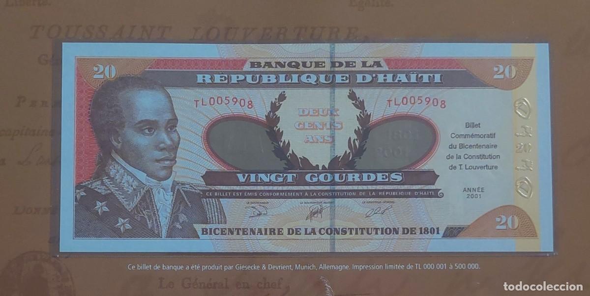 Billetes extranjeros: HAITI 20 GOURDAS - EDICION ESPECIAL - BILLETE CONMEMORATIVO CONSTITUCION DE 1801 - CON FOLLETO