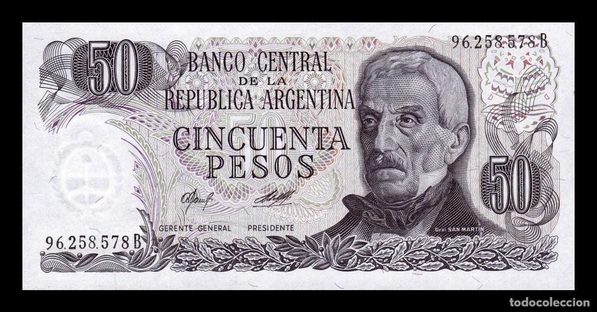 Billetes extranjeros: Argentina 50 Pesos Gral. San Martin ND (1978) Pick 301b(2) Serie B Sc Unc