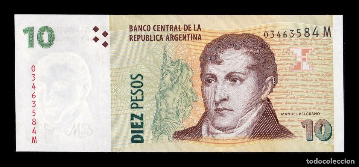 Billetes extranjeros: Argentina 10 Pesos Manuel Belgrano 2003 Pick 354a(5) Serie M Sc Unc