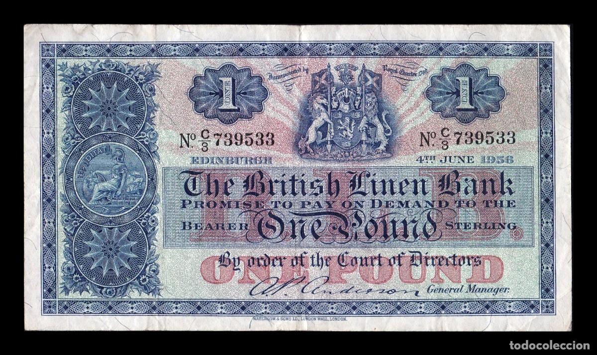 Billetes extranjeros: Escocia British Linen Bank 1 Libra 1956 Pick 157d Mbc Vf