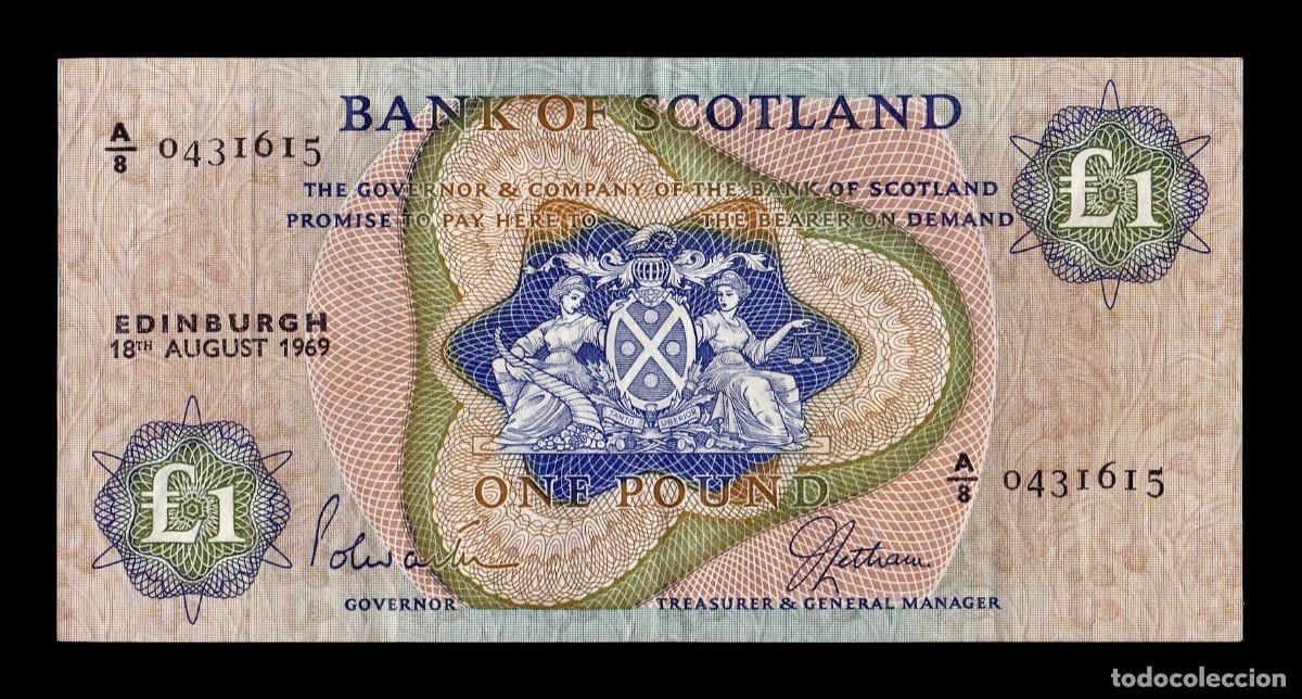 Billetes extranjeros: Escocia Bank of Scotland 1 Libra 1968 Pick 109b Mbc/+ Vf/+