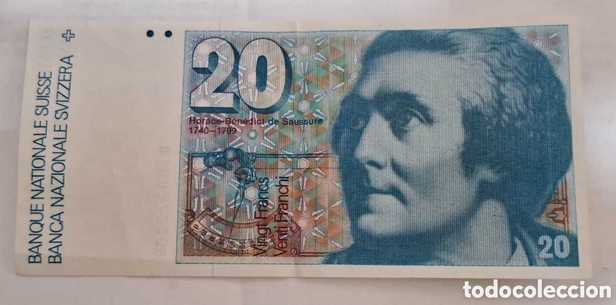 Billetes extranjeros: Billete Suiza,1.989, 20 Francos,MBC+