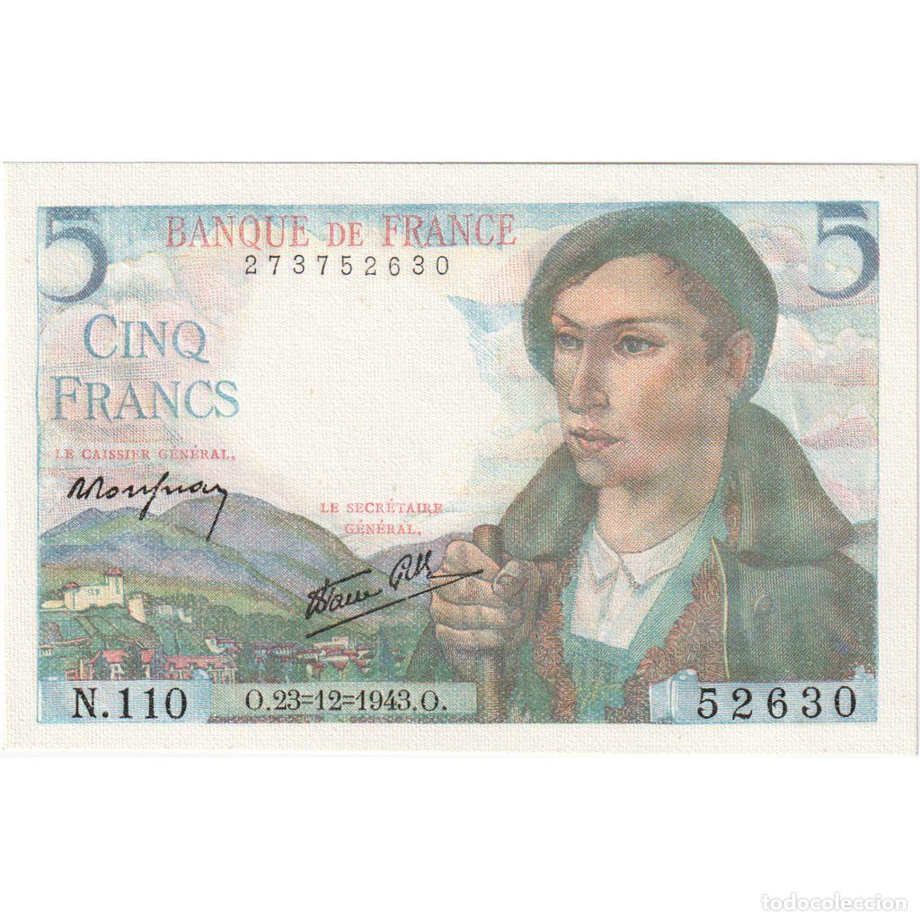 Billetes extranjeros: [#337013] Francia, 5 Francs, Berger, 1943-12-23, N.110, UNC