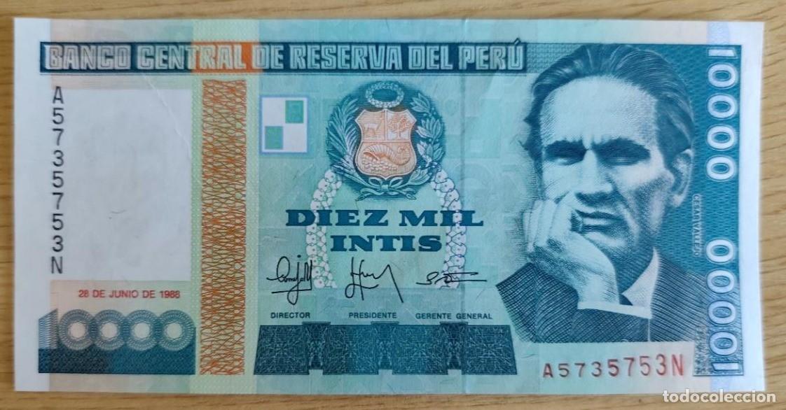 Billetes extranjeros: DIEZ MIL 10.000 INTIS, 10000, 28 DE JUNIO DE 1988, IMPRESOR IPS, PERU, SIN CIRCULAR
