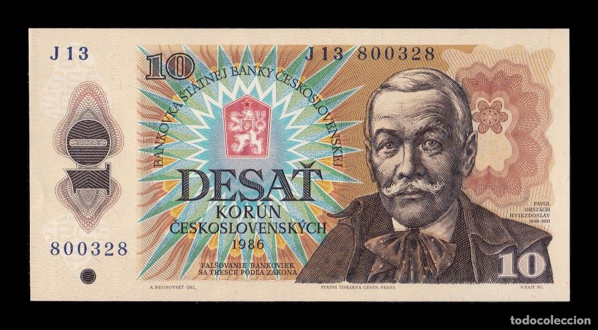 Billetes extranjeros: Checoslovaquia 10 Korun Pavol Orsz&aacute;gh Hviezdoslav 1986 Pick 94a Serie J Sc Unc