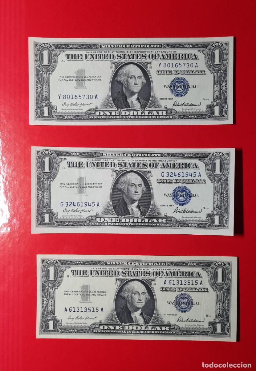 Billetes extranjeros: LOTE 3 BILLETES ESTADOS UNIDOS USA EBC | SOLO ACEPTO PAYPAL| BILLETE $ 1 DOLAR 1957 LEER DESCRIP