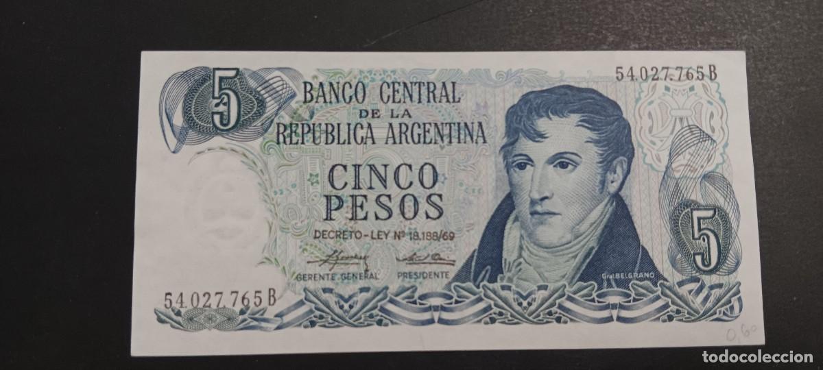 Billetes extranjeros: ARGENTINA 5 PESOS 1974-1976 LEY 18.188/69 S/C P=294