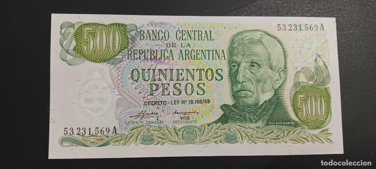 Billetes extranjeros: ARGENTINA 500 PESOS 1974-1975 LEY 18.188/69 S/C P=298