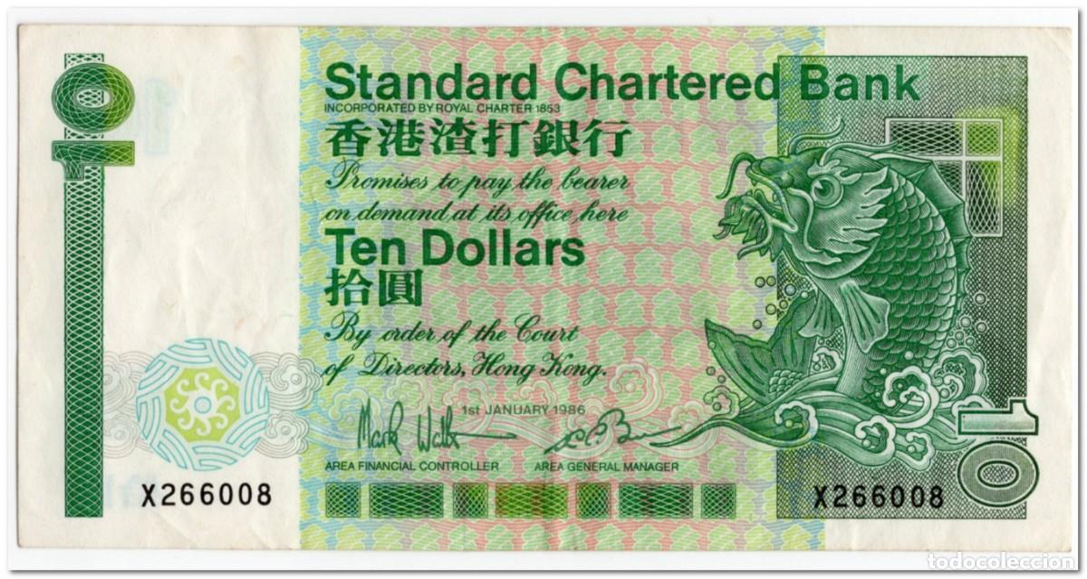 Billetes extranjeros: HONG KONG,10 DOLLARS,1986,P.278b,VF+