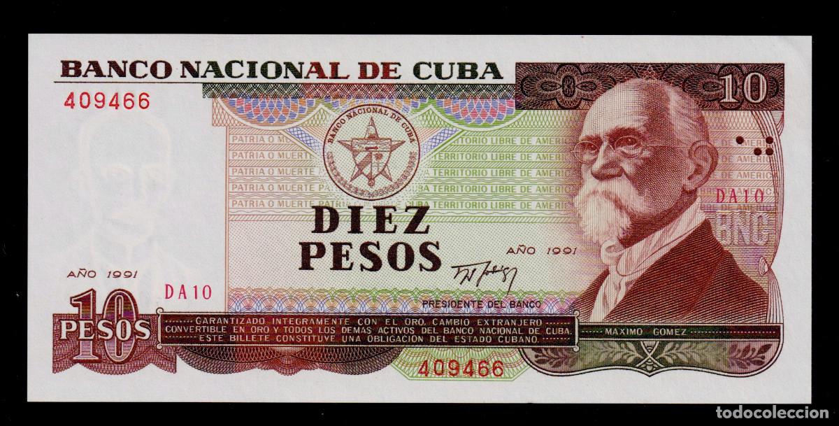 Billetes extranjeros: CUBA 10 PESOS 1991 UNC/SC Pick.109a Serie 409466 Alfa DA-10