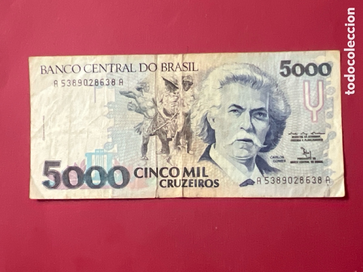 Billetes extranjeros: V137. Billete - Brasil - 5000 Cruzeiros