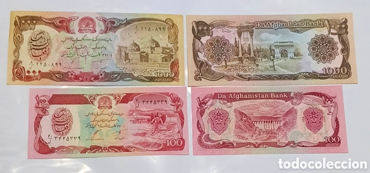Billetes extranjeros: 2 billetes Afganist&aacute;n originales % sin circular lee