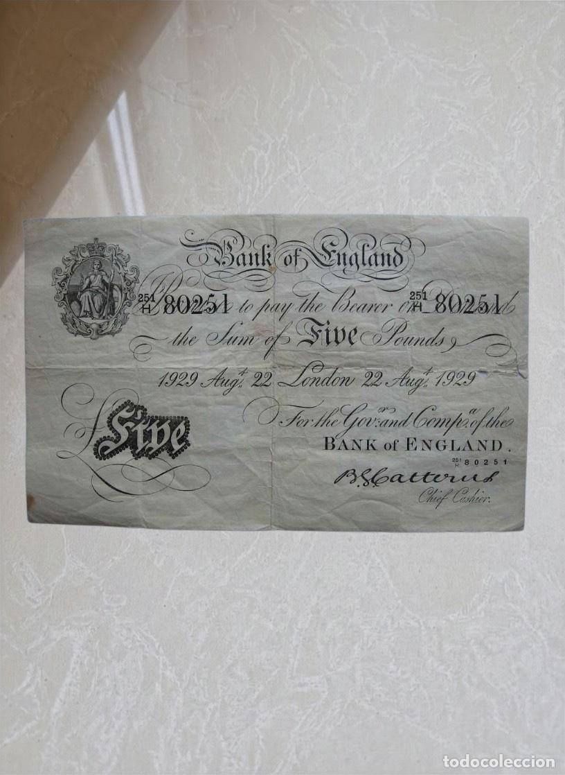 Billetes extranjeros: Great Britain 5 Pounds 1929 White Note Catterns