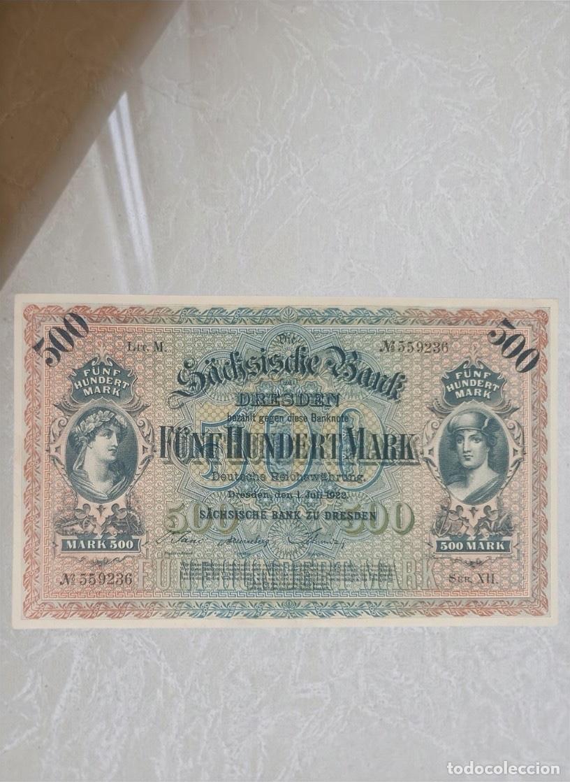 Billetes extranjeros: Germany Saxony 500 Mark 1922