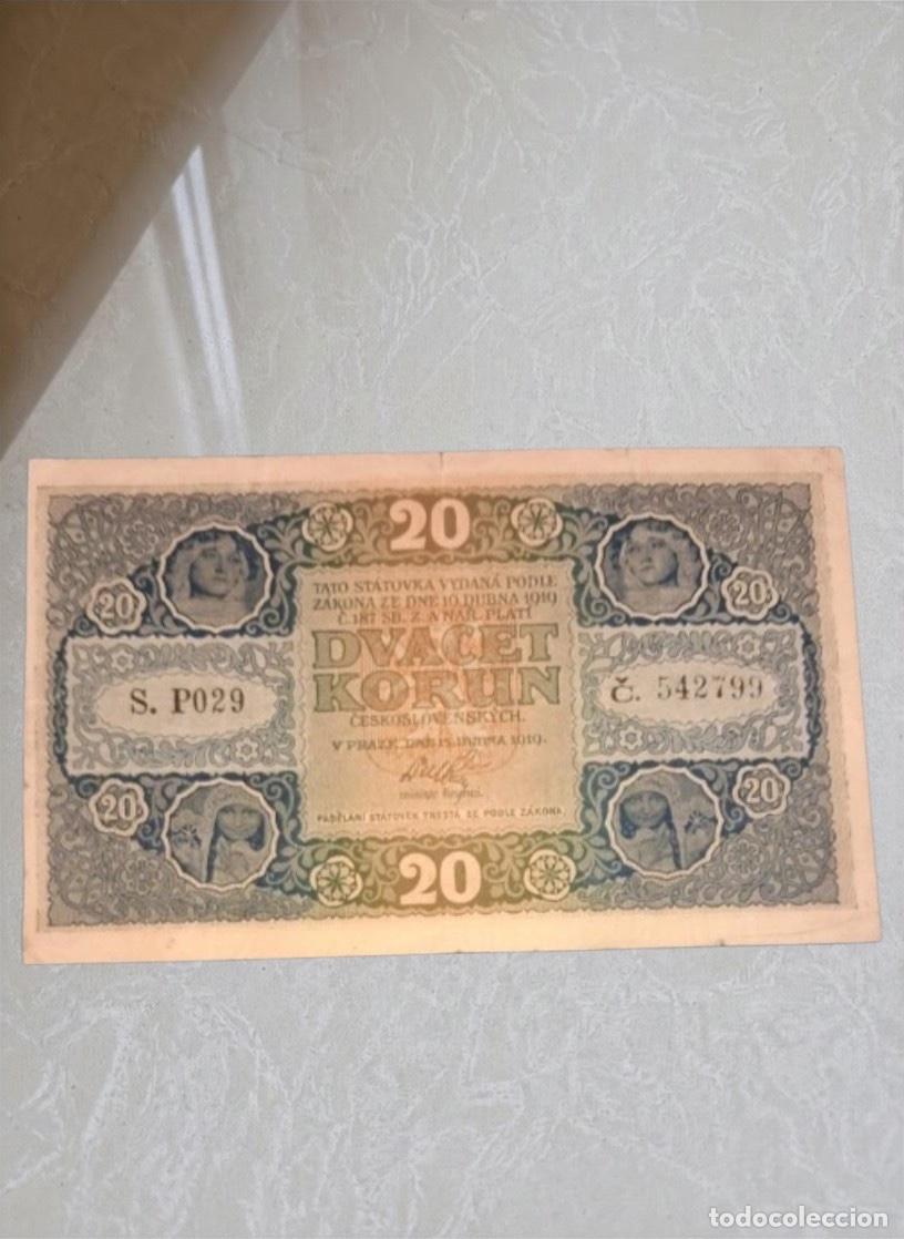 Billetes extranjeros: Czechoslovakia 20 Korun 1919 Banknote