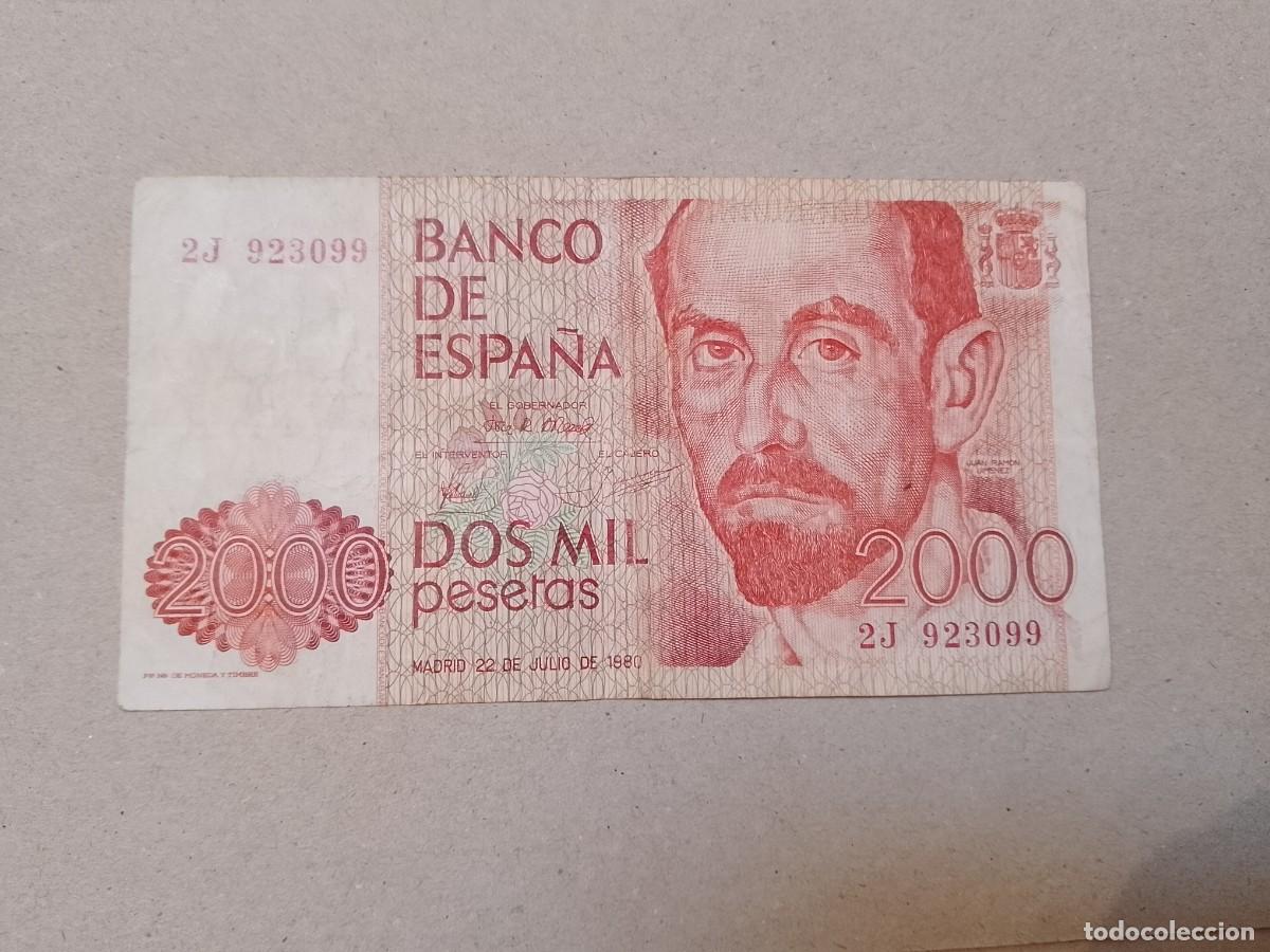 Billetes extranjeros: 2000 pesetas 1980 serie 2J, &uacute;ltima emitida