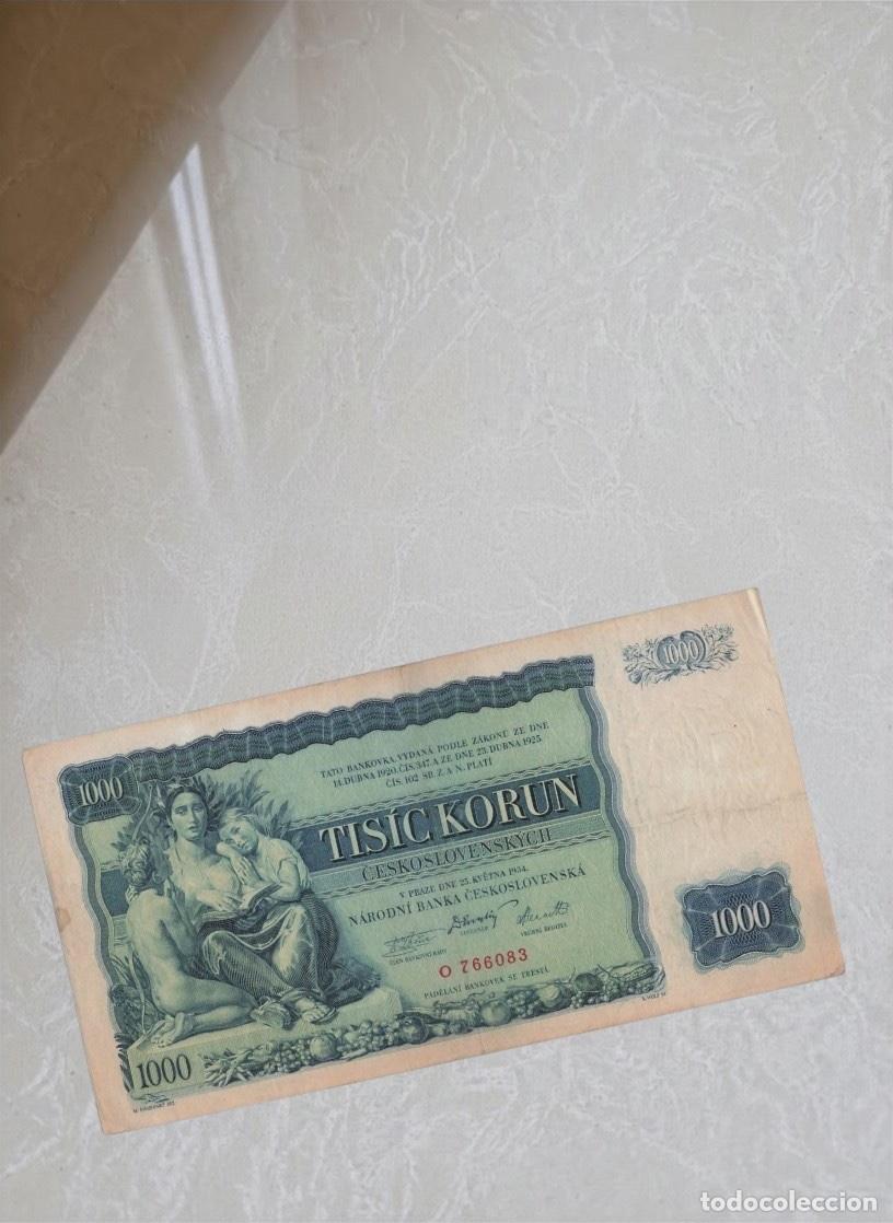 Billetes extranjeros: Czechoslovakia 1000 Korun 1934 Banknote