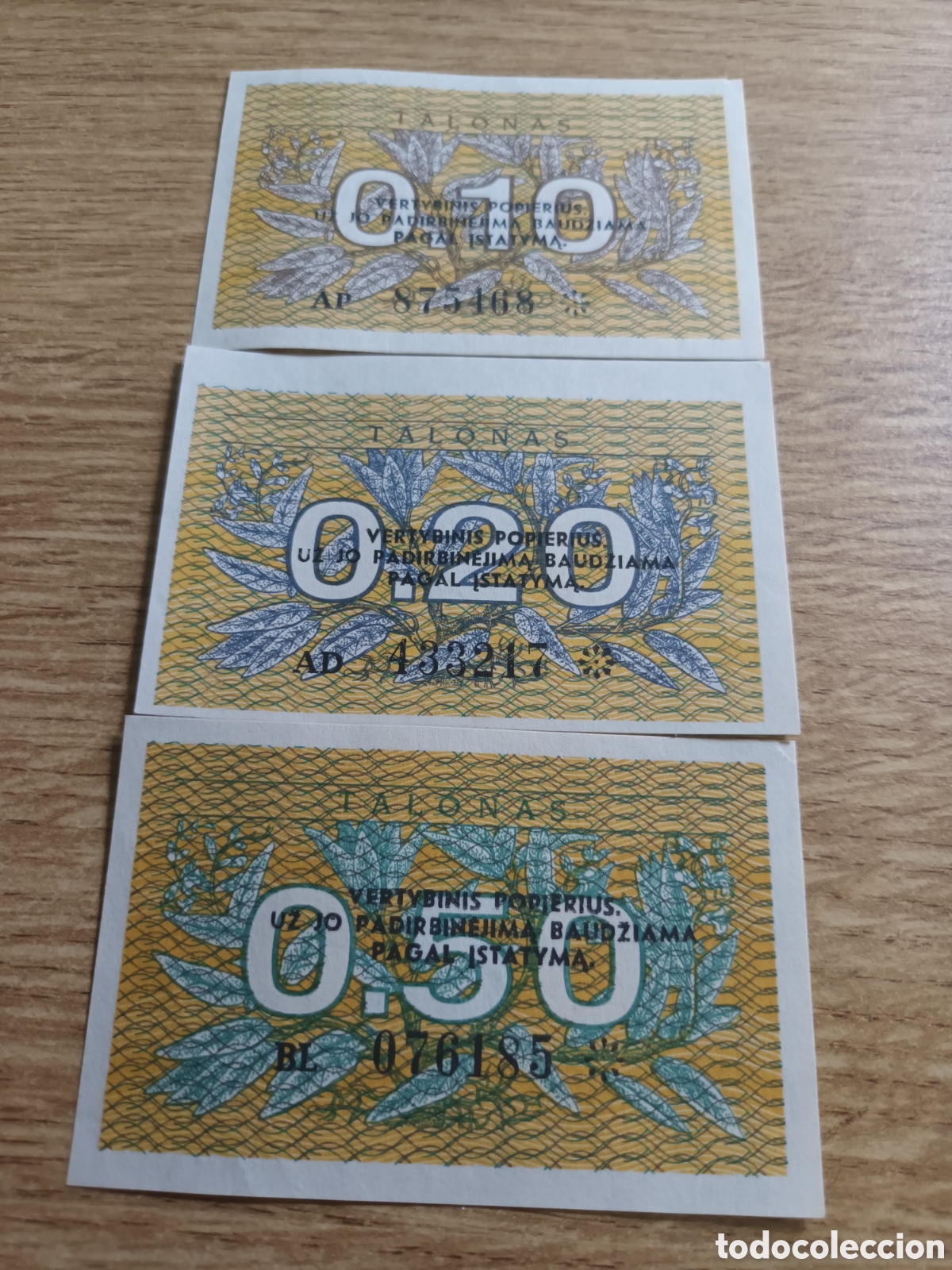 Billetes extranjeros: LOTE DE 3 BILLETES DE LITUANIA UTILIZADO ENTRE 1991 AL 1993 PARA REEMPLAZAR AL RUBLO SOVI&Eacute;TICO