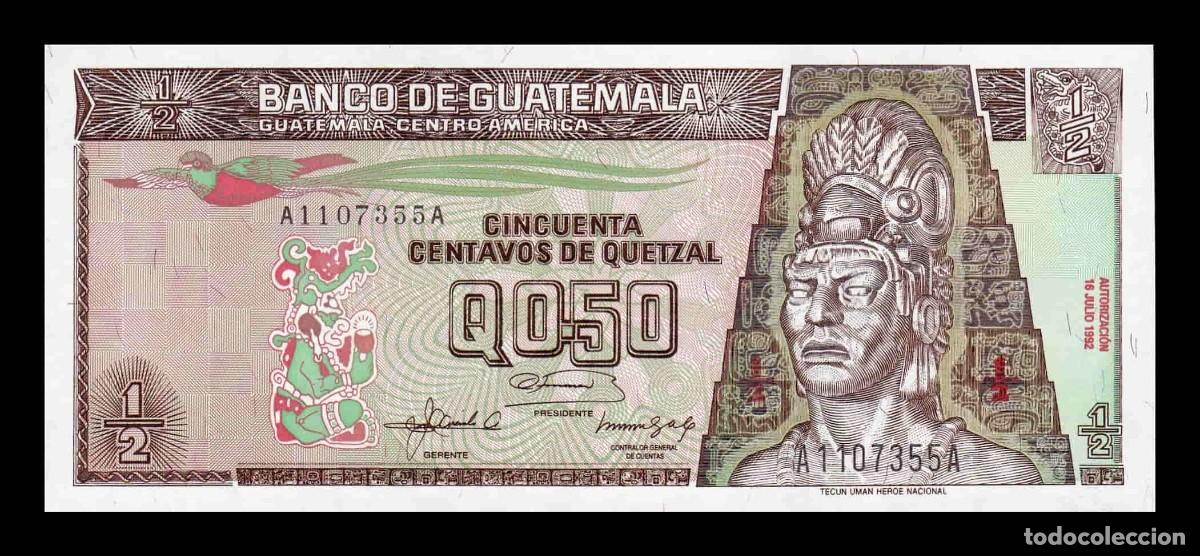 Billetes extranjeros: Guatemala 50 Centavos de Quetzal 1992 Pick 79 Sc Unc
