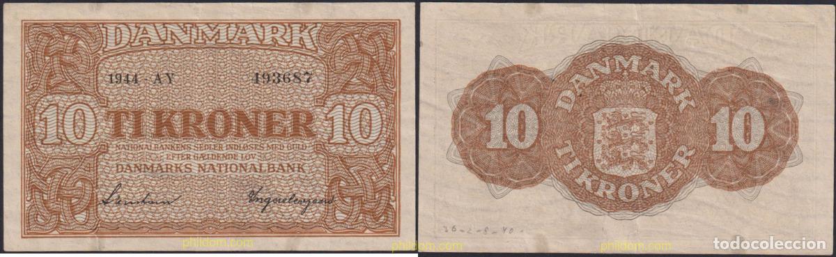 Billetes extranjeros: 1206 DINAMARCA 1944 DINAMARCA 1944 10 KRONER