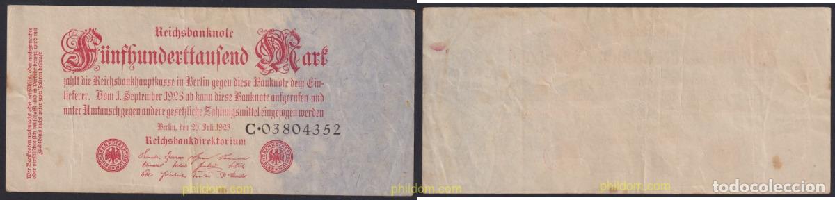 Billets internationaux: 1459 ALEMANIA 2019 GERMANY F&Uuml;NFHUNDERTTAUSEND 500000 MARK 1923