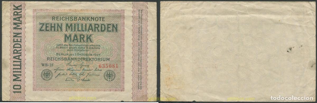 Billets internationaux: 1477 ALEMANIA 2019 GERMANY 10 MILLIARDEN MARK 1923