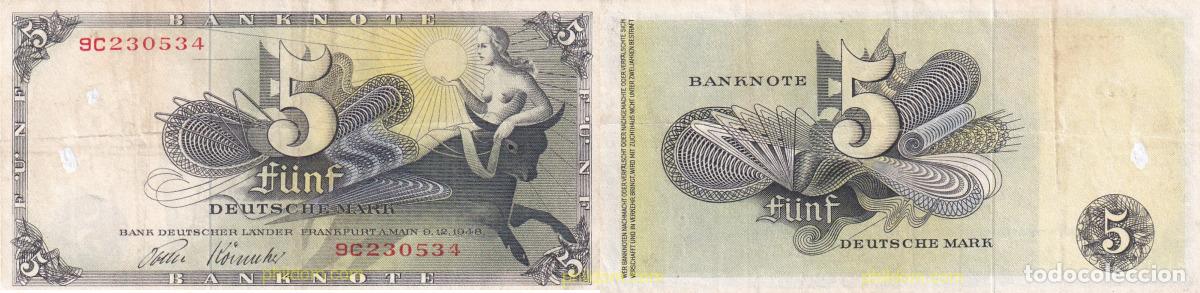 Banconote internazionali: 1523 ALEMANIA 1948 5 DEUTSCHE MARK GERMAN FEDERAL REPUBLIC 1948 P.13