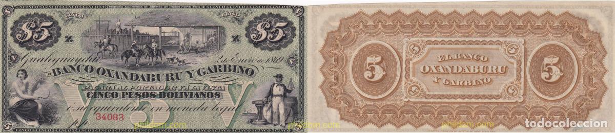 Banconote internazionali: 1541 ARGENTINA 1869 5 PESOS 1869 OXANDABURU GARBINO