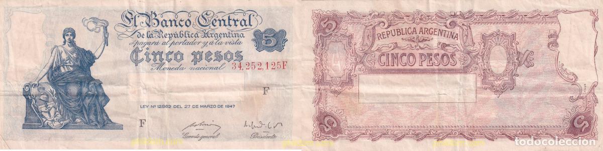 Banconote internazionali: 1576 ARGENTINA 1947 ARGENTINA 5 PESOS 1947